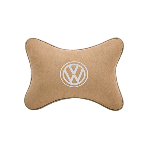 фото Подушка на подголовник алькантара beige (белый) с логотипом автомобиля volkswagen vital technologies