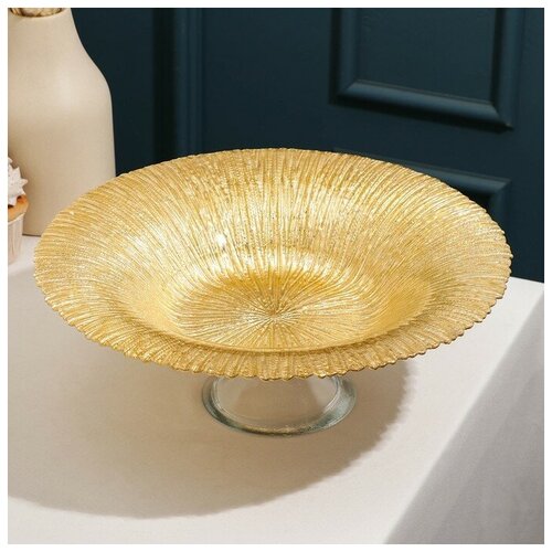 Блюдо сервировочное на ножке Лунное сияние d30 см цвет золотой 3436₽