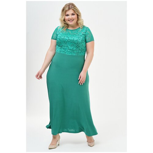 Платье Olsi, вечернее, полуприлегающее, макси, размер 60, зеленый