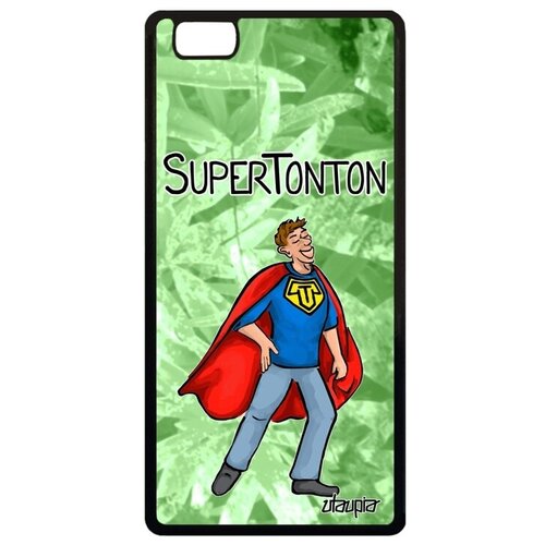 фото Защитный чехол на смартфон // huawei p8 lite 2015 // "супердядя" комичный рисунок, utaupia, светло-зеленый