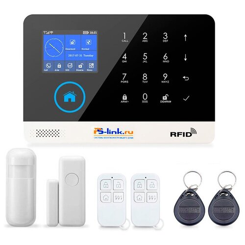 Беспроводная охранная (пожарная) WiFi GSM сигнализация PS-link WG103T/ Страж Про 4 для дома квартиры дачи (Черный)