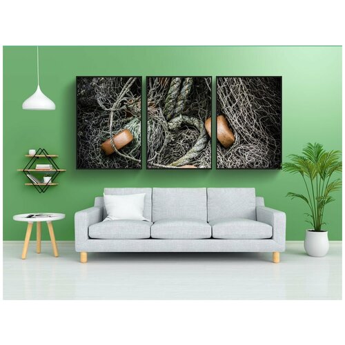 фото Набор модулных постеров для интерьера "ловит рыбу, сети, веревка" 60x90 см. в тубусе, без рамки lotsprints