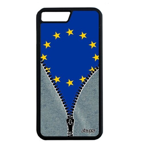 фото Защитный чехол для смартфона // iphone 8 plus // "флаг европы на молнии" дизайн государственный, utaupia, серый