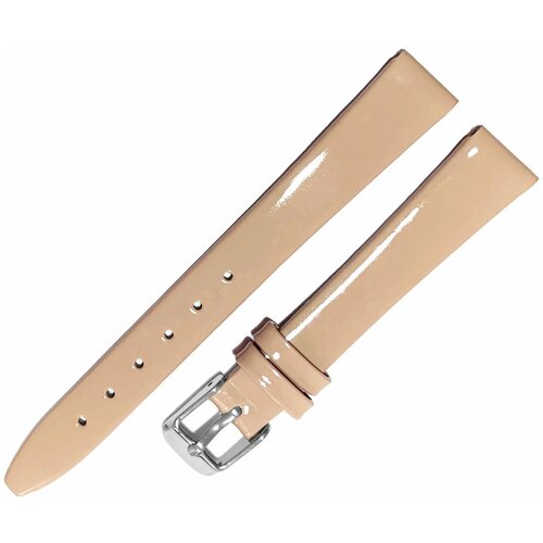 фото Ремешок 1203-01 (беж) лак бежевый розовый кожаный ремень 12 мм для часов наручных лаковый из натуральной кожи женский гладкий ardi