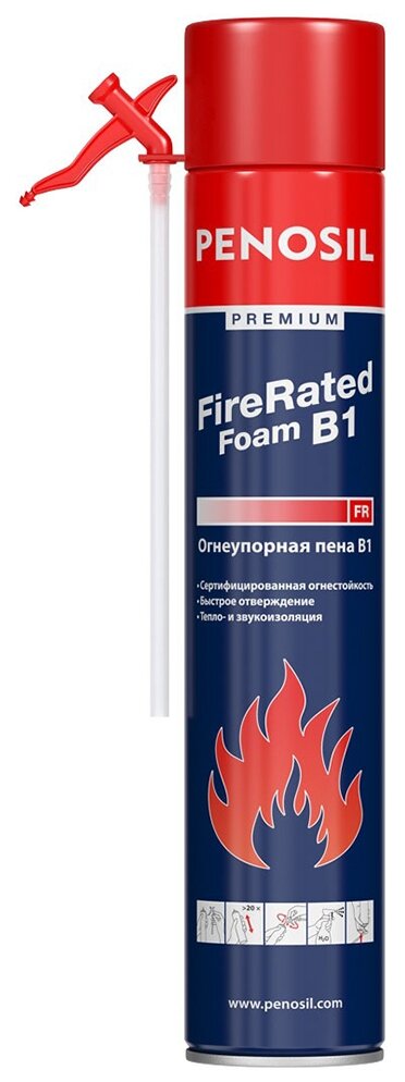 Пена монтажная бытовая огнеупорная Penosil Premium Fire Rated Foam B1, 720 мл - фотография № 1