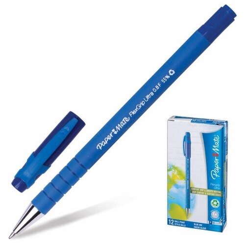 Ручка шариковая PAPER MATE Flexgrip Ultra, синяя, корпус soft-touch, узел 1,2 мм, линия письма 0,8 мм, S0190093