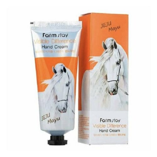 FarmStay Visible Difference Hand Cream Jeju Mayu Питательный крем для комплексного ухода за кожей рук с лошадиным жиром 100ml