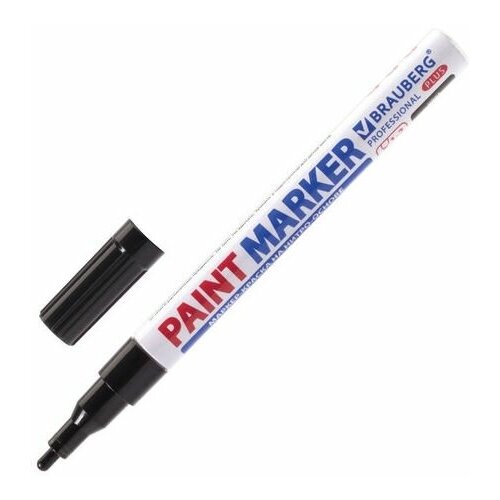 Маркер-краска лаковый (paint marker) 2 мм, черный, нитро-основа, алюминиевый корпус, BRAUBERG PROFESSIONAL PLUS, 151439, (12 шт.)