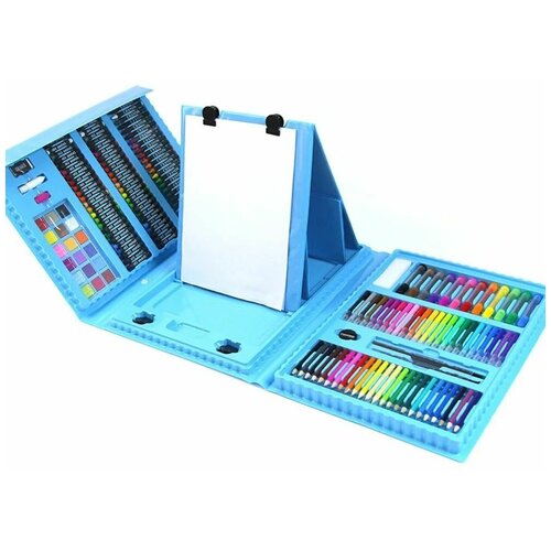 фото Набор для творчества и рисования 208 предметов/ набор для рисования/ голубой чемодан творчества