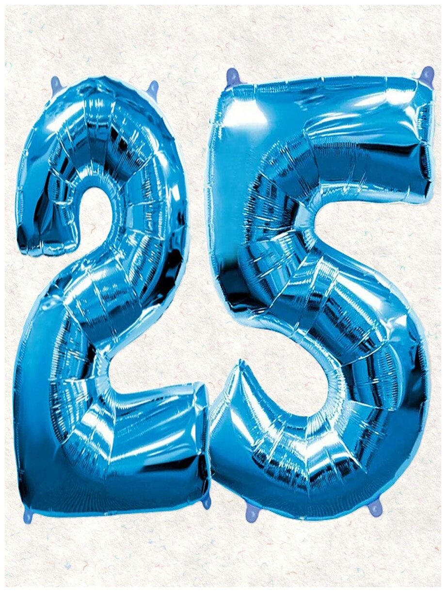 Воздушный шар фольгированный цифра Balloon " 25 / 52 " размер 102 см, синий