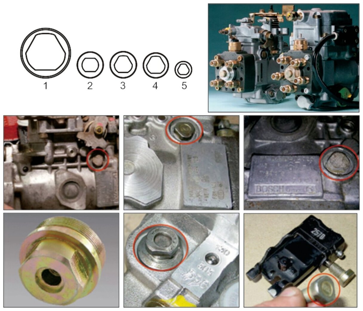 Набор головок для ТНВД специальных (BOSCH) 5 предметов JTC JTC-4493