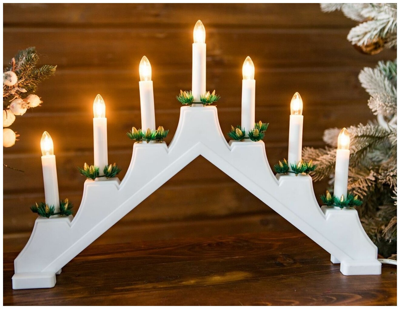 Светильник горка рождественская теодоро (белый) на 7 свечей, 41х30 см, Koopman International AX8000085