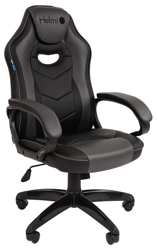 Кресло геймерское HELMI HL-S15 "Skyline", экокожа, черная/серая, механизм качания