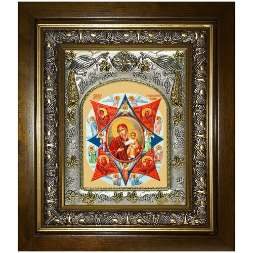 Икона Божьей Матери Неопалимая купина, 14х18 см, в окладе и киоте тучная гора икона божьей матери 14х18 см в окладе