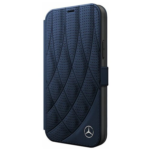 фото Чехол- книжка cg mobile mercedes genuine leather bow quilted/perforated booktype для iphone 12 mini, цвет синий (meflbkp12sdiqna)