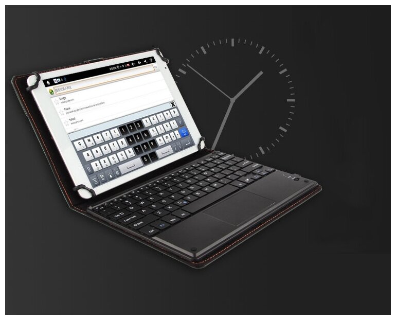 Клавиатура Mypads для Samsung Galaxy Tab S4 10.5 SM-T830 /T835 съёмная беспроводная Bluetooth в комплекте c кожаным чехлом и пластиковыми наклейкам.