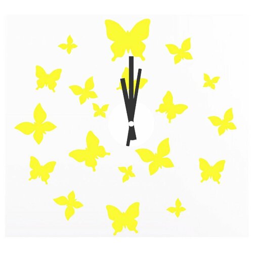 фото Без тм настенные часы-наклейка "порхающие бабочки"