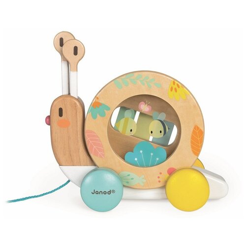 Каталка на веревочке «Улитка» с ксилофоном и барабаном