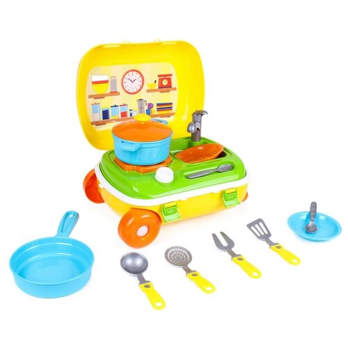 фото Кухня детская игровая в чемодане технок набор игрушечной посуды в комплекте
