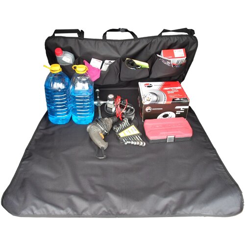 Накидка защитная для перевозки животных AvtoPoryadok, в багажник, с карманами, цвет: черный, 160 х 100 см