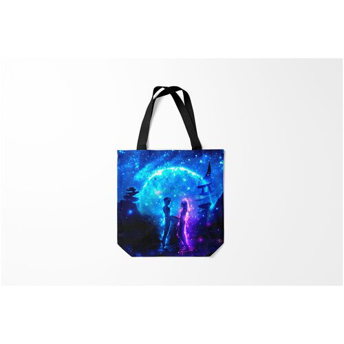 фото Сумка-шоппер / 40х40 см / любовь / влюбленным внеземная пара луна ночь burnettie