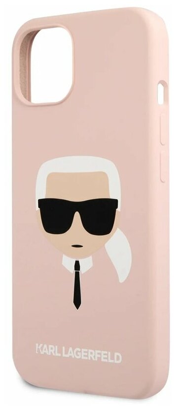 Lagerfeld для iPhone 13 чехол Liquid silicone Karl's Head Hard Pink