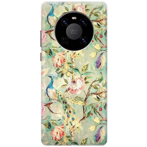 фото Ультратонкий силиконовый чехол-накладка для huawei mate 40 с принтом "винтажный цветочный паттерн" gosso