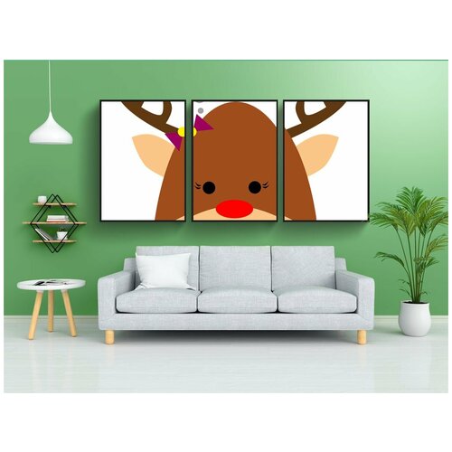 фото Набор модулных постеров для интерьера "олень, животное, рог" 60x90 см. в тубусе, без рамки lotsprints