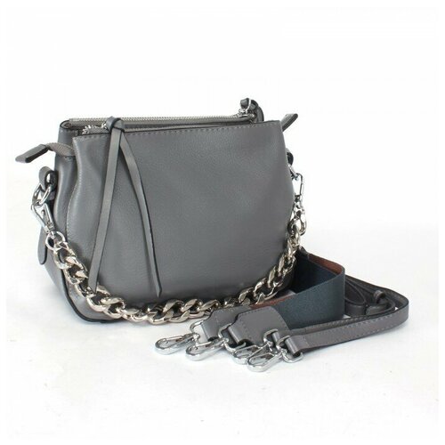 фото Сумка женская натуральная кожа gu 2033-2569-gray, 3отд, 2 плечевой ремень, серый 241232 аделия