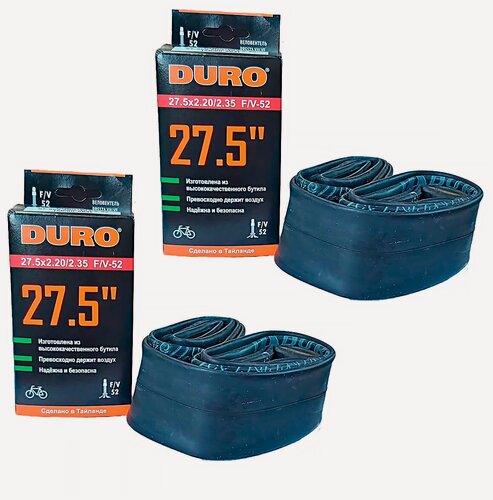 Изображение товара Комплект камера Durо для велосипеда из 2 шт, 27,5" дюймов, велониппель Presto FV, 27,5 x 2,20/2,35 BHD01046