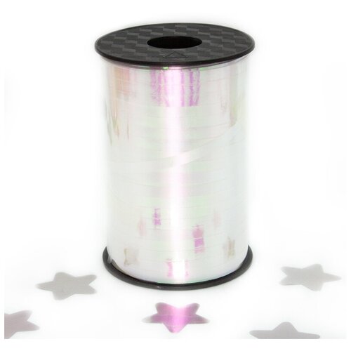 фото Лента (0,5 см*250 м) северное сияние, белый, голография, 1 шт. дон баллон