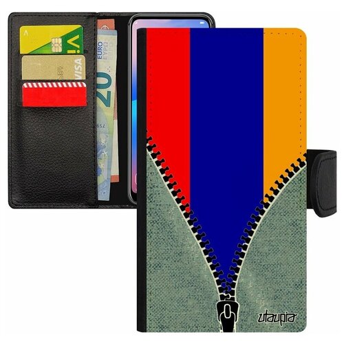 фото Чехол книжка на мобильный apple iphone 8, "флаг армении на молнии" страна государственный utaupia