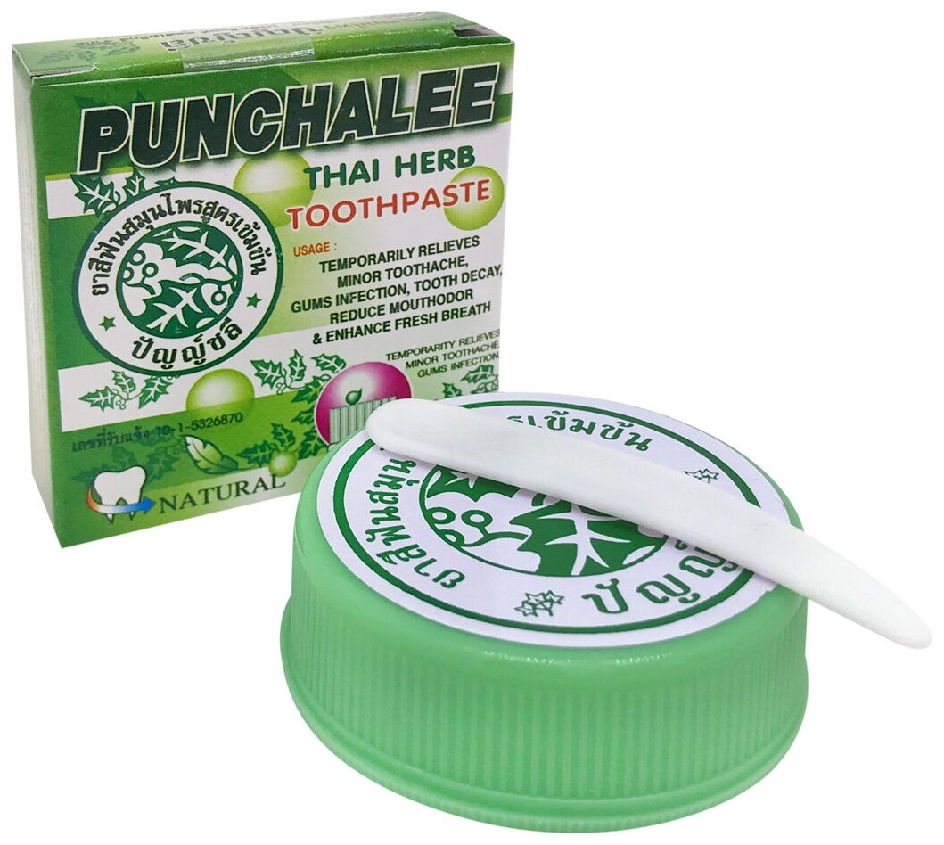 Зубная паста тайская Punchalee RasYan, пачули и ментол, антибактериальная / отбеливающая, для десен, 25 мл.