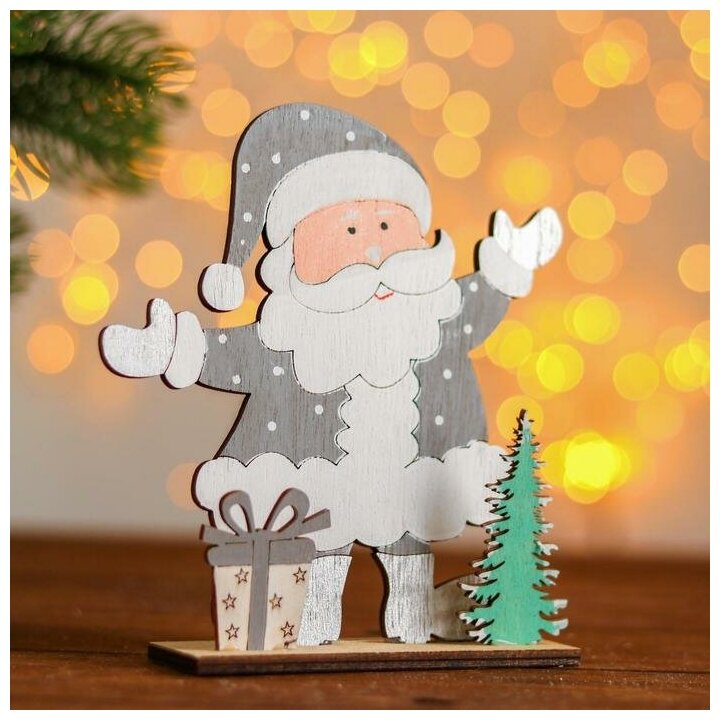 Лесная мастерская Новогодний настольный декор «Дед Мороз с подарками» 3.5×13.2×14.8 см