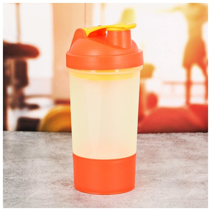 Соломон Шейкер спортивный с чашей под протеин, бело-оранжевый, 500 мл
