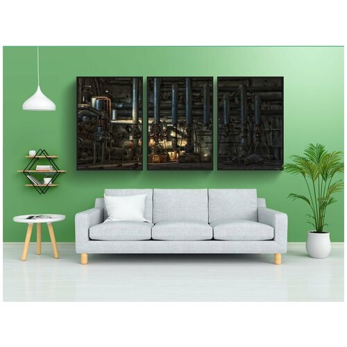 фото Набор модулных постеров для интерьера "потерянные места, зал, фабрика" 60x90 см. в тубусе, без рамки lotsprints