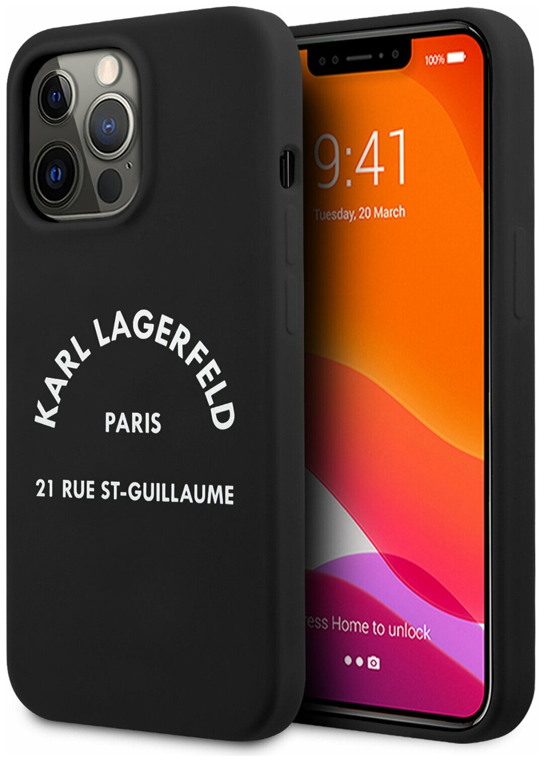 Lagerfeld для iPhone 13 Pro Max чехол Liquid silicone RSG logo Hard Black
