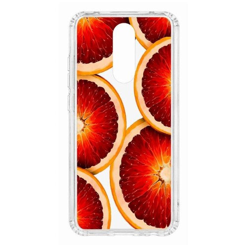 фото Чехол на xiaomi redmi 8 kruche print orange/накладка/с рисунком/прозрачный/бампер/противоударный/ударопрочный/с защитой камеры кruче