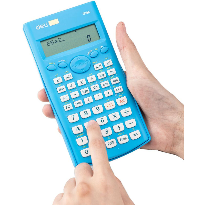 Калькулятор DELI , 10+2-разрядный, синий - фото №6