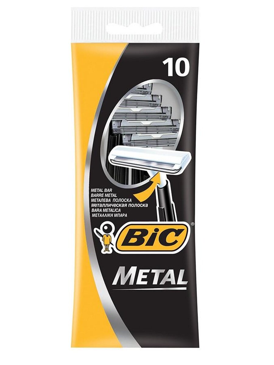 Бик Металл / Bic Metal - Одноразовые станки для бритья 10 шт (черный)