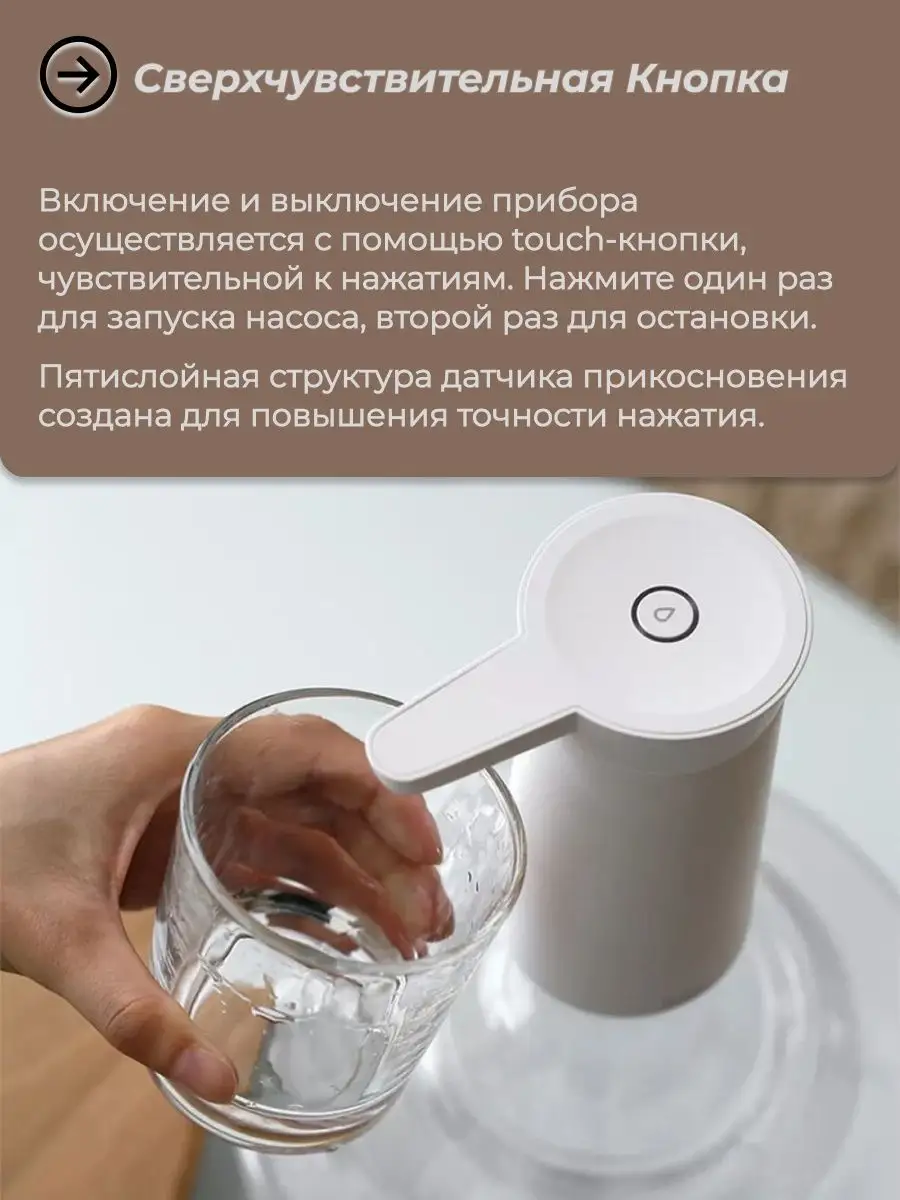 Автоматическая помпа для воды Xiaomi Mijia Sothing Water Pump Wireless, черная - фотография № 12