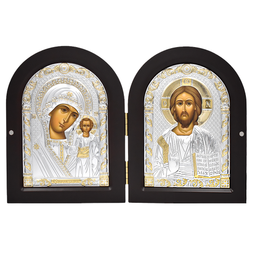 Складень с иконами Казанской Божией Матери и Спасителя. 15 x 20 см складень с ликами спасителя и божией матери казанской ortox