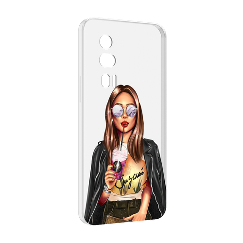 Чехол MyPads девушка-с-фиолетовым-коктейлем женский для Xiaomi Redmi K60 задняя-панель-накладка-бампер