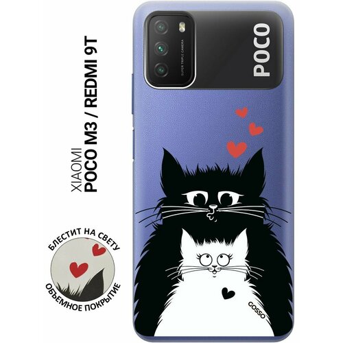 Ультратонкий силиконовый чехол-накладка ClearView для Xiaomi Poco M3 с 3D принтом Cats in Love ультратонкий силиконовый чехол накладка clearview для xiaomi poco m3 с 3d принтом grand raccoon