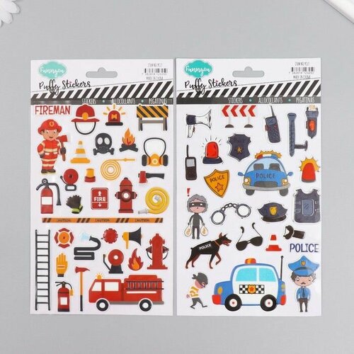 Наклейка пластик ПолицейскийПожарный с блёстками 14х25 см 438₽