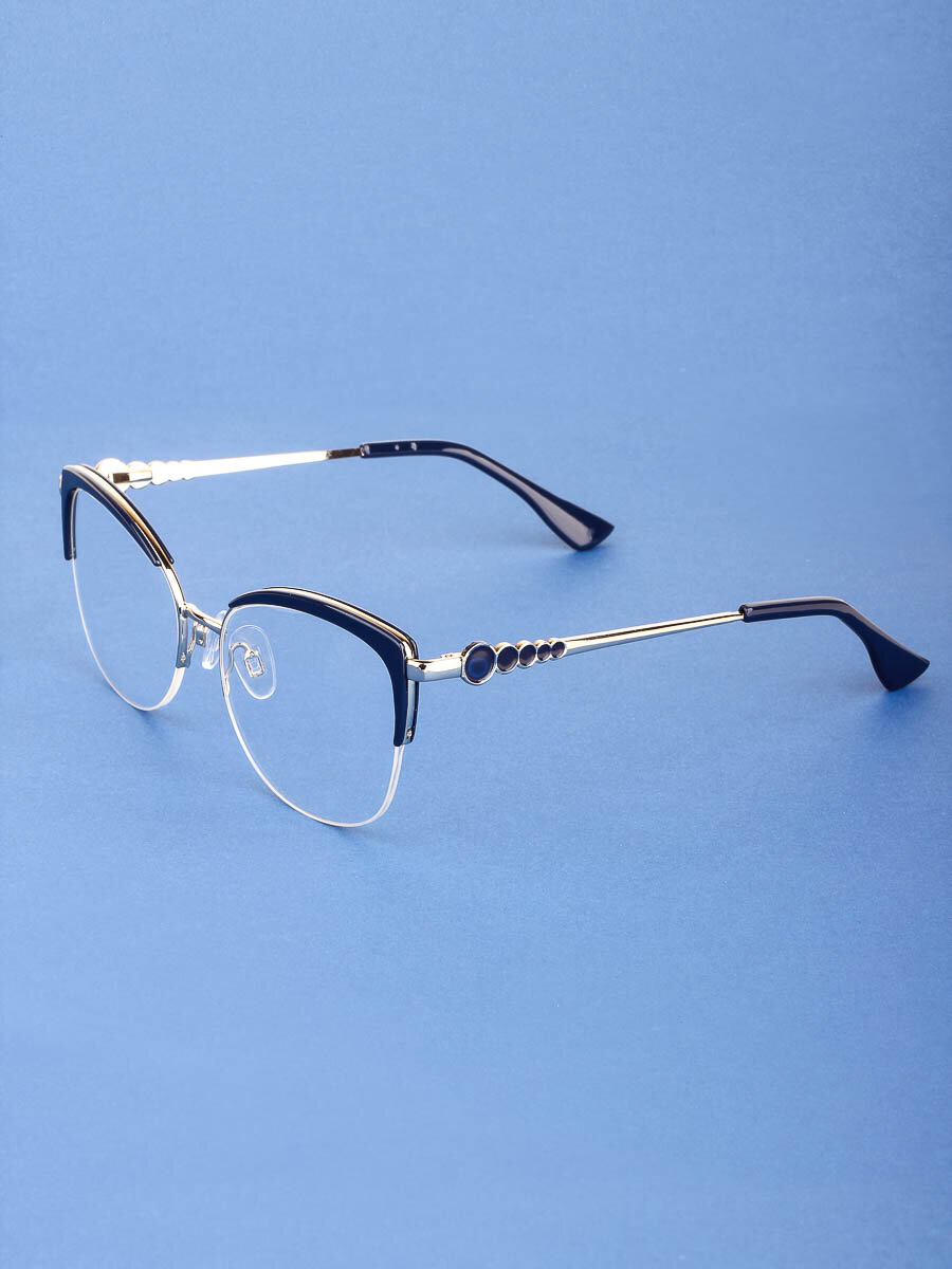 Готовые очки для зрения синие с диоптриями -3.50 футляр