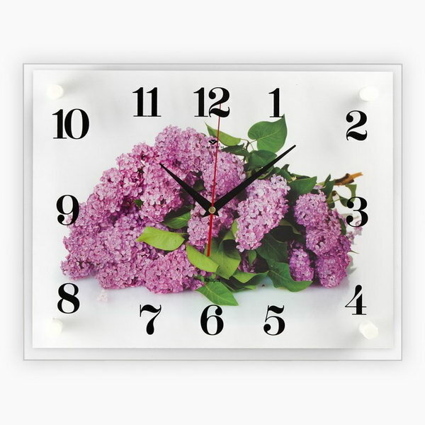 Часы настенные: Цветы, "Сирень", бесшумные, 30 x 40 см
