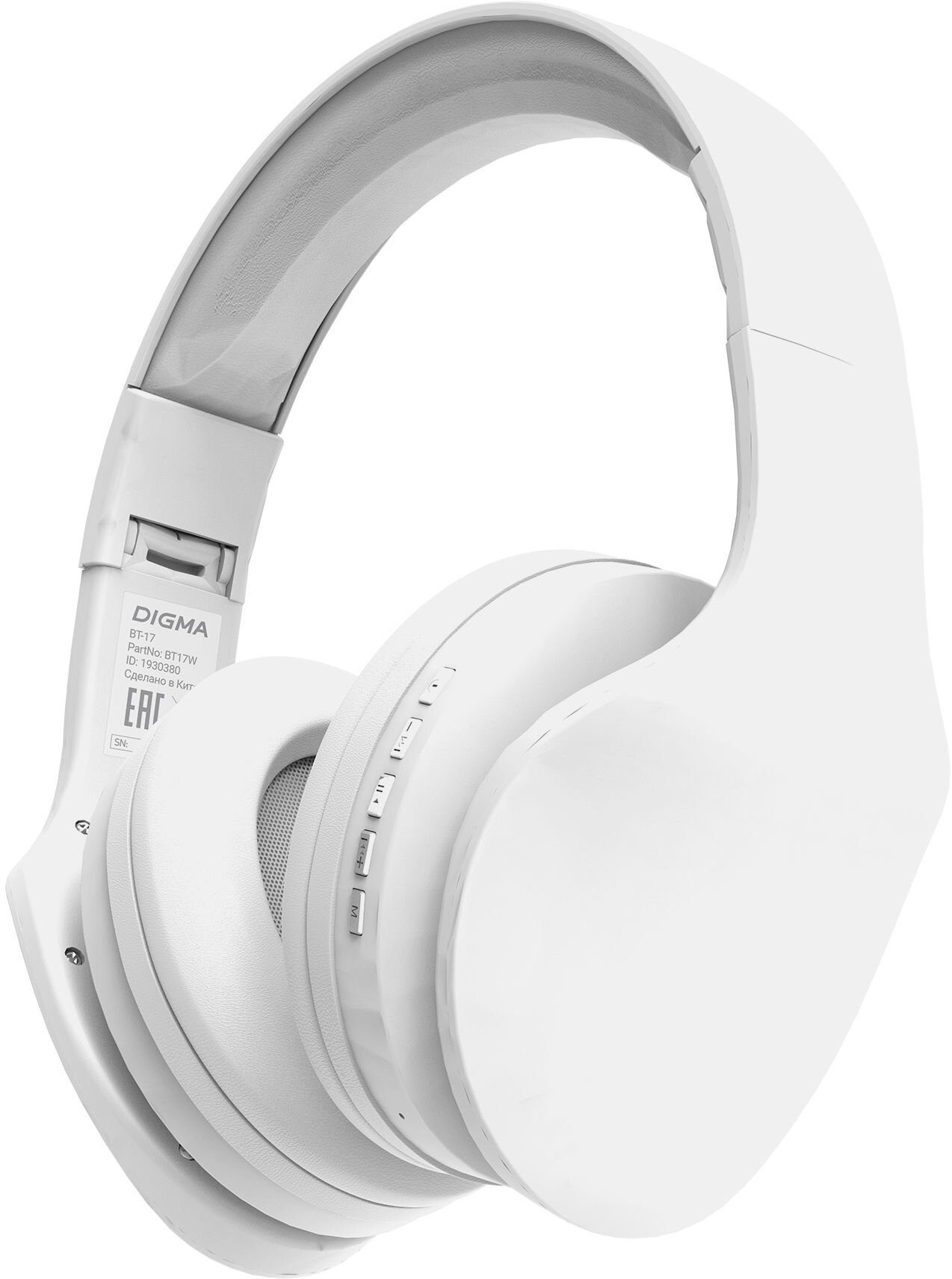 фото Гарнитура накладные Digma BT-17 белый/белый беспроводные bluetooth оголовье (BT17W)