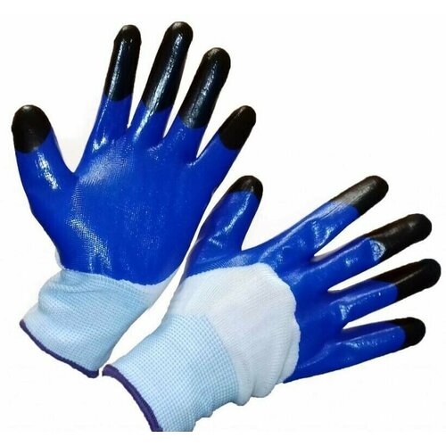 Перчатки нейлоновые с добавлением резины синие 12 пар. перчатки рабочие нейлоновые синие 12 пар