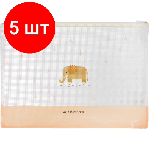 Комплект 5 штук, Папка-конверт на молнии Deli, EVA, А4, 4 дизайна в асс, 5990